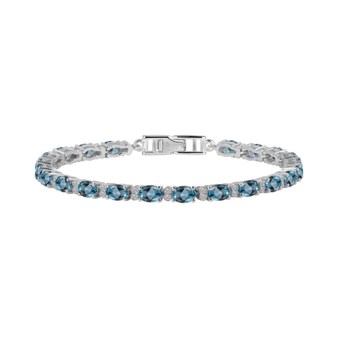 London Blue Topaz & White Topaz Bracelet-(LBTZ-SB-109.)
